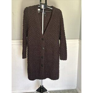 Nic+Zoe Womens Size XXL Brown Long Cardigan Sweater Snap Closure Wool V-neck